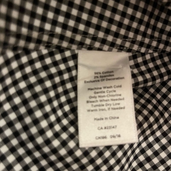 Talbots Gingham Black & White Ruffle Collar Sleeveless Button-down, size Small - Picture 4 of 5